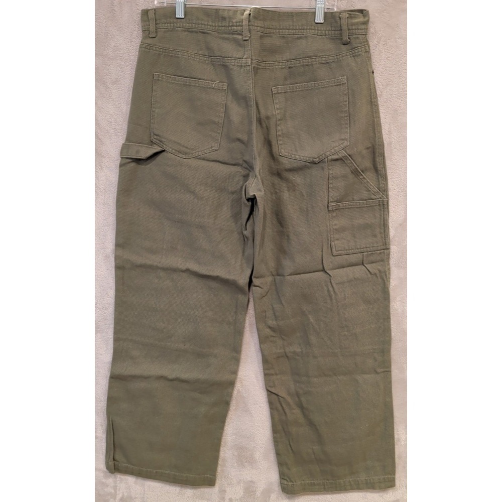 Men's 34X31 No Boundaries Double Knee Corduroy Carpenter Pants Baggy Green Y2K - Picture 2 of 6